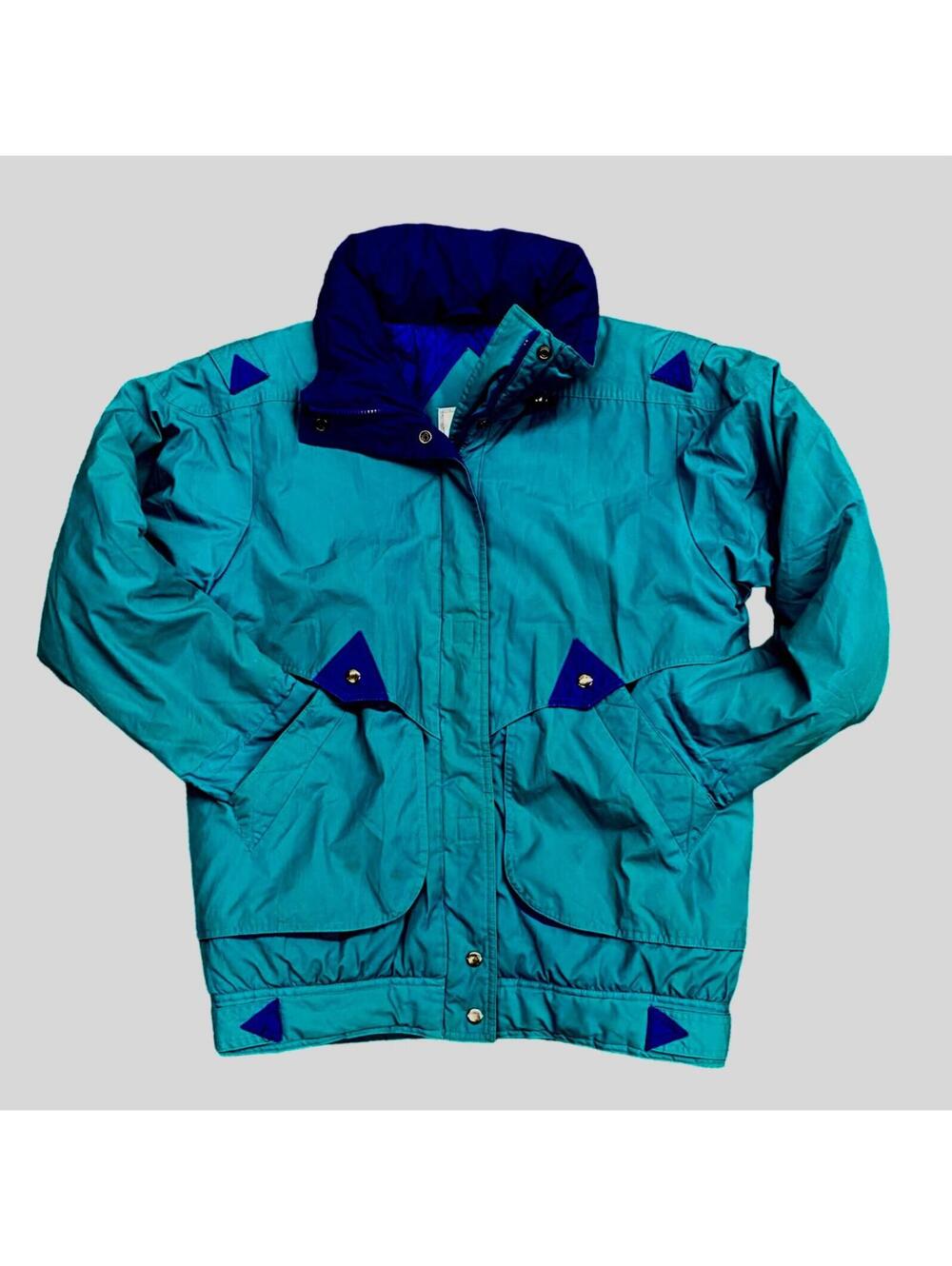 Vintage Mulberry Street Womens Size M Emerald Green Blue Jacket Coat 80’s-90’s